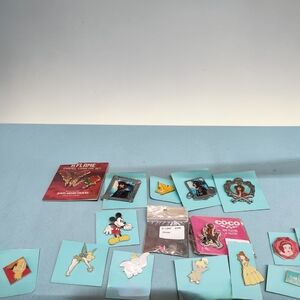 Disney Character Pin Lot - Mickey, Tinker Bell, Cinderella & More